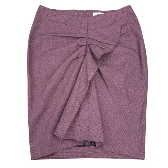 NWT ISABEL MARANT ETOILE Ines Houndstooth Linen Blend Skirt Sz 4 Mauve - Picture 3 of 8